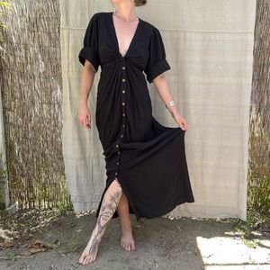 Black Maxi Dress Button Front